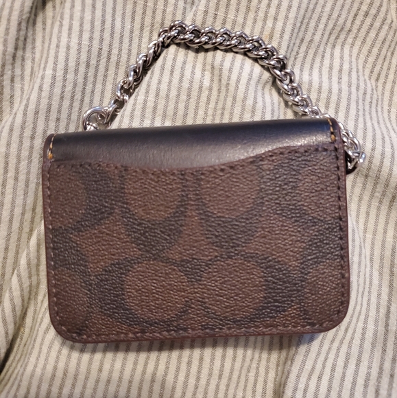 Coach Flap Card Case In Colorblock Signature logo Canvas- Drk Brown - Picture 8 of 8